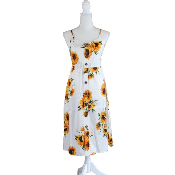 Button Detail Sunflower Cami Midi Dress - Picture 6 of 8